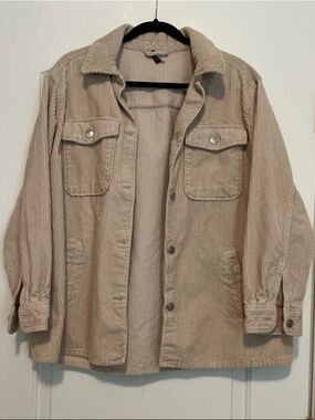 H&M Women’s Corduroy Button Up Shirt Jacket in Beige